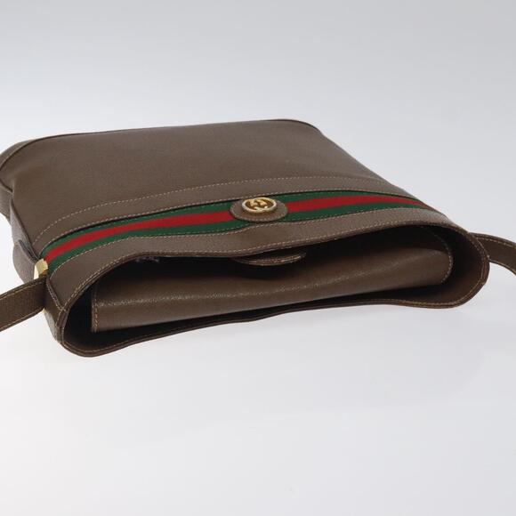 GUCCI Web Sherry Line Shoulder Bag Leather Brown Gold 001 01 13 001 01 13 - Picture 6 of 16